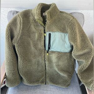 H&M Boys Olive Green Teddy zip-up Jacket